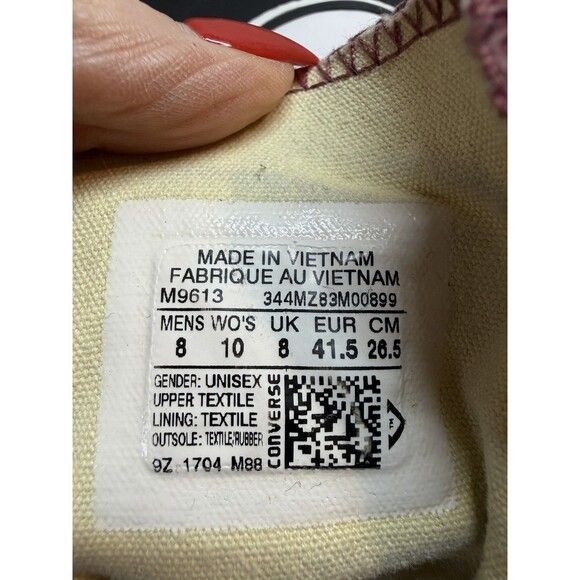 Converse CTAS Hi Top Sneakers Maroon Mens 8 / Wo 10 | M9613 Skater ShoesY2K - Picture 10 of 16